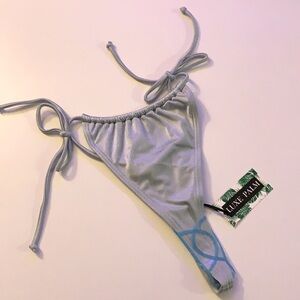 Silver Side Tie Bikini Bottom size 10